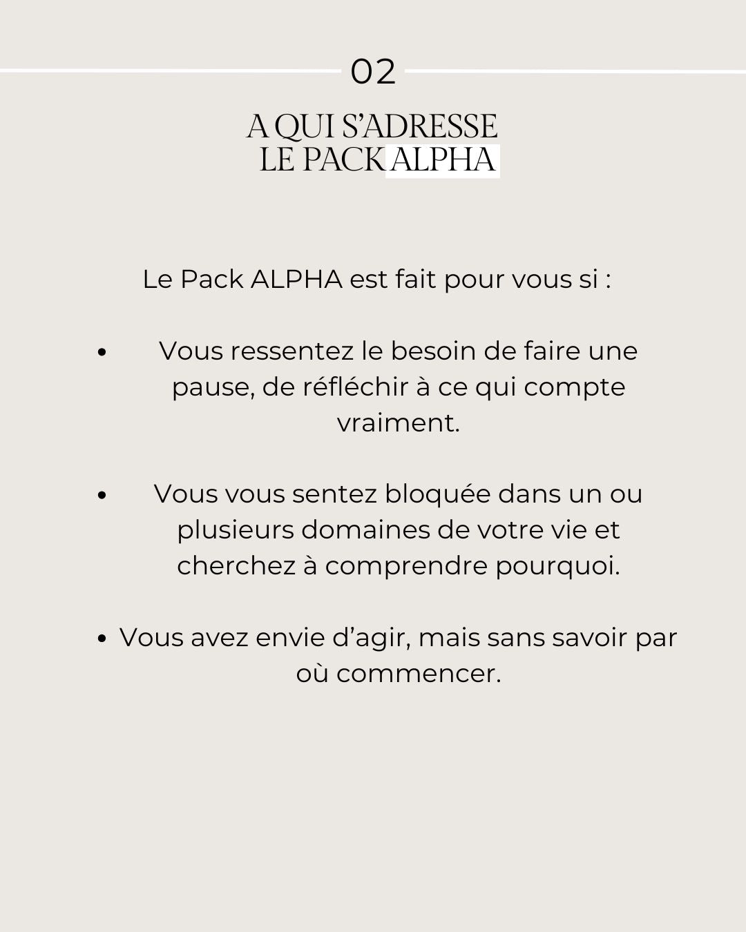 Pack ALPHA. Bilan instrospectif personnalisé