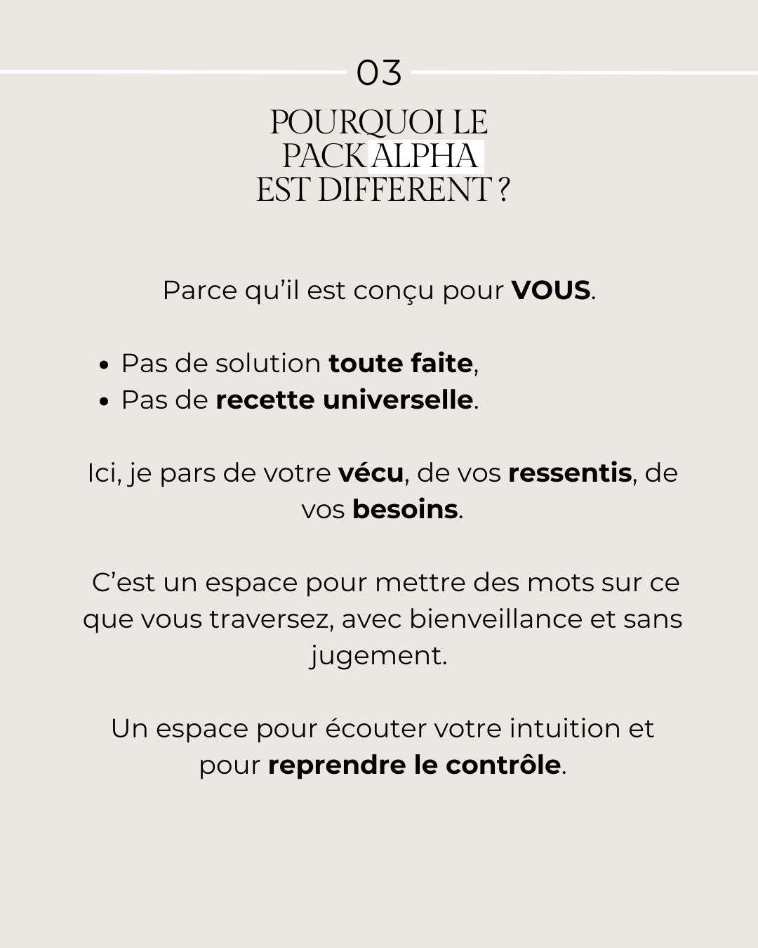 Pack ALPHA. Bilan instrospectif personnalisé