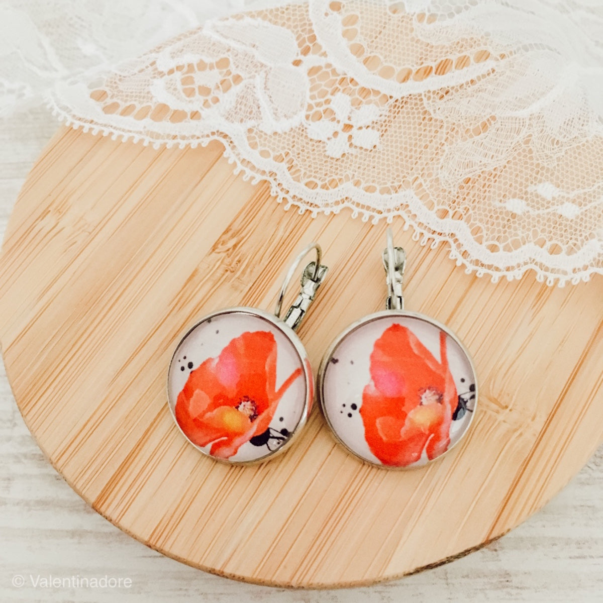 Boucles dormeuses collection "Coquelicots"